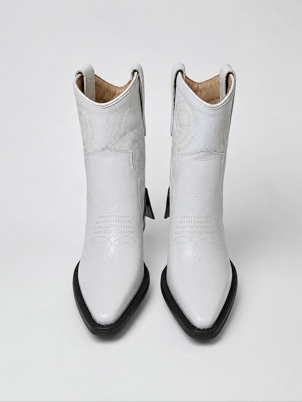 Dingo Western Ankle Boots Womens Size 6 White Embroidered Cowboy Booties Block - Picture 2 of 11